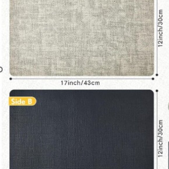 NEW 4 FAUX LEATHER PLACEMATS & COASTERS REVERSIBLE HEAT-RESISTANT BLACK & GRAY - Picture 7 of 13